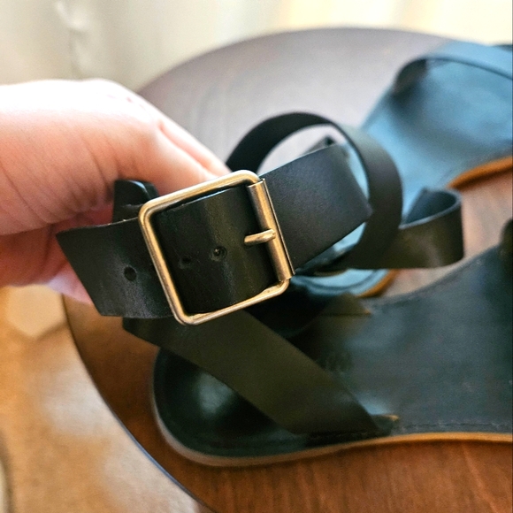 Madewell Leather Ankle Strap Minimalist Sandal, black, womens 9 - Picture 3 of 4